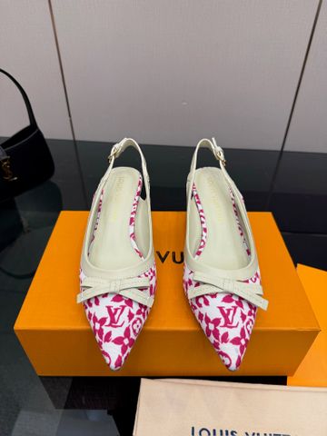 GIÀY CAO GÓT NỮ L V 5.5CM 6AM SLINGBACK MONOGRAM HOA NƠ DA