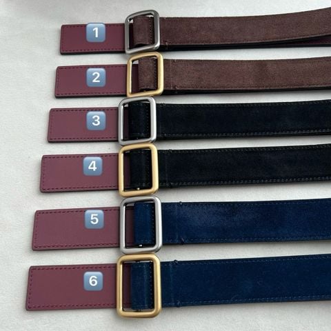 THẮT LƯNG NỮ T R – BẢN 3 CM, DA THẬT SUEDE NHUNG MỊN, KHÓA VUÔNG TỐI GIẢN