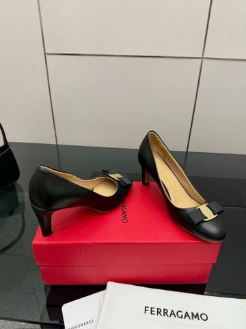 GIÀY CAO GÓT NỮ FG* VARA BOW MŨI TRÒN NƠ RUY BĂNG GÓT 7.5CM