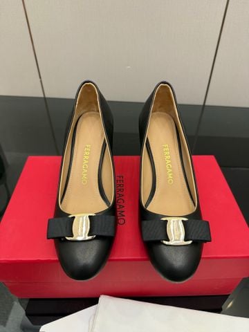 GIÀY CAO GÓT NỮ FG* VARA BOW MŨI TRÒN NƠ RUY BĂNG GÓT 7.5CM