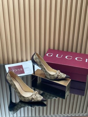 GIÀY CAO GÓT NỮ GC HORSEBIT GG CANVAS POINTED PUMP GÓT 10.5CM
