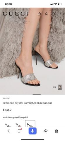 DÉP CAO GÓT NỮ GC BOMBSHELL SLIDE SANDAL GG CRYSTAL MESH GÓT 5.5/8.5/11CM