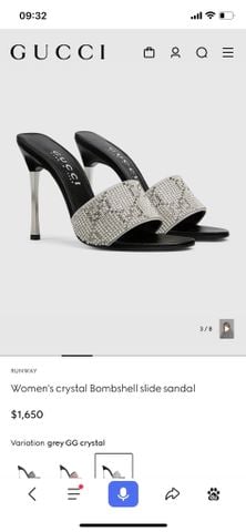 DÉP CAO GÓT NỮ GC BOMBSHELL SLIDE SANDAL GG CRYSTAL MESH GÓT 5.5/8.5/11CM
