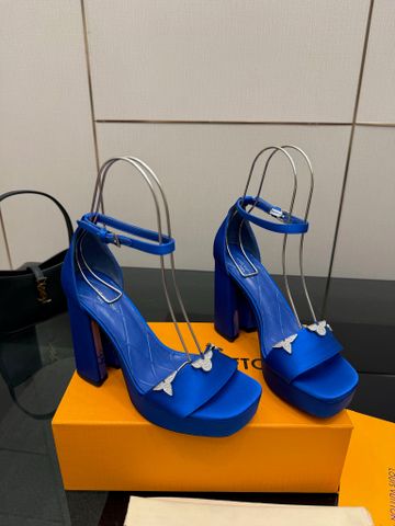 SANDAL CAO GÓT NỮ L V WATER PLATFORM 11CM PHỤ KIỆN HOA KIM LOẠI ĐÍNH ĐÁ TÔN DÁNG