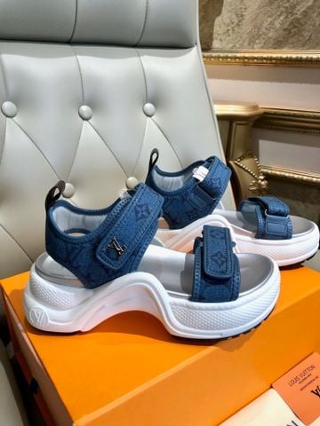 SANDAL NỮ L V ARCHLIGHT DENIM MONOGRAM ĐẾ WAVE PLATFORM 5CM