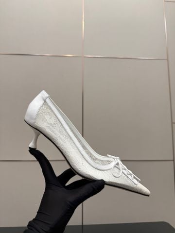 GIÀY CAO GÓT NỮ J C REN LACE-UP MŨI NHỌN GÓT KITTEN HEEL THANH MẢNH