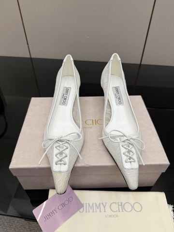 GIÀY CAO GÓT NỮ J C REN LACE-UP MŨI NHỌN GÓT KITTEN HEEL THANH MẢNH