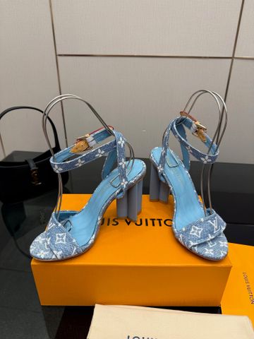 SANDAL CAO GÓT NỮ L V MONOGRAM DENIM GÓT HOA 10CM