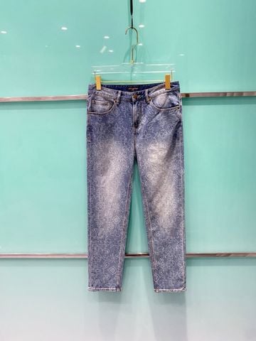 QUẦN JEANS NAM L V WASHED MONOGRAM DENIM – COTTON DENIM WASH LOANG CAO CẤP, PHOM CASUAL LUXURY DỄ LÊN DÁNG
