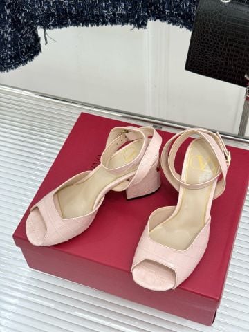 SANDAL CAO GÓT NỮ V T N VLOGO CROCODILE-EFFECT BLOCK HEEL 95MM