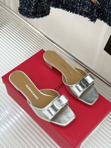 DÉP NỮ GÓT VUÔNG F G NƠ VARA DA BÓNG GÓT 3CM