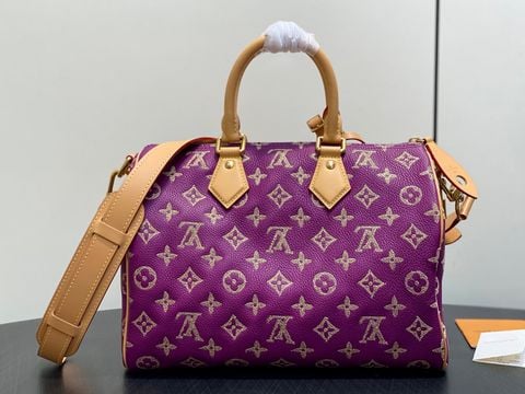 TÚI XÁCH NAM NỮ L V SPEEDY P9 BANDOULIÈRE 30 MONOGRAM THÊU TOÀN DA KÈM POUCH