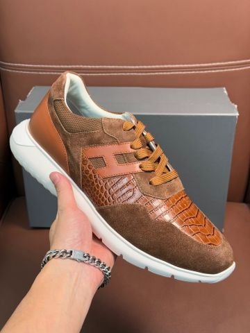 GIÀY SNEAKER NAM HG INTERACTIVE CUBE DA LỘN PHỐI VÂN CÁ SẤU & MESH THOÁNG KHÍ