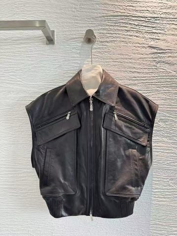 ÁO GILE DA NỮ VERSACE PHOM BLOUSON VINTAGE – DA CỪU NON NHẬP KHẨU, KẾT CẤU TÚI ĐA LỚP