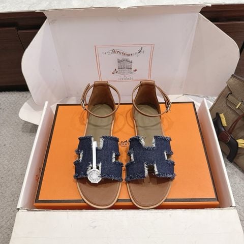 SANDAL NỮ H M SANTORINI H CUT-OUT DENIM TUA RUA – ĐẾ DA, LÓT DA DÊ, PHOM THANH LỊCH CAO CẤP