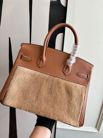 TÚI XÁCH NỮ H M BIRKIN 30 PHỐI DA LÔNG TỰ NHIÊN