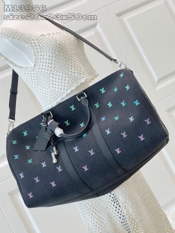 Túi du lịch L*V  Keepall 50 Blason Denim