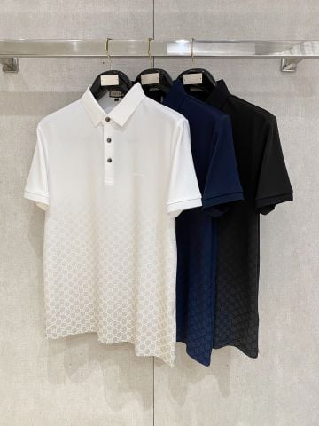 ÁO POLO NAM GC JACQUARD GG CHUYỂN SẮC LOGO THÊU TINH XẢO CHẤT COTTON TÂN CƯƠNG MỊN MÁT
