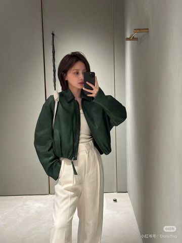 ÁO KHOÁC NỮ Loe*We*  DA CỪU MỀM – FORM LOOSE, TAG DA LOGO SAU LƯNG