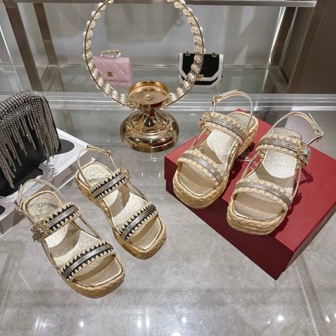 SANDAL NỮ RV ĐẾ CÓI ĐAN GÓT XUỒNG 6CM KHÓA PHA LÊ