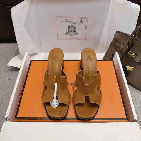 SANDAL CAO GÓT NỮ H M HELIA 60 – H-CUTOUT SLIDE, DA SUEDE, GÓT TRỤ 6CM