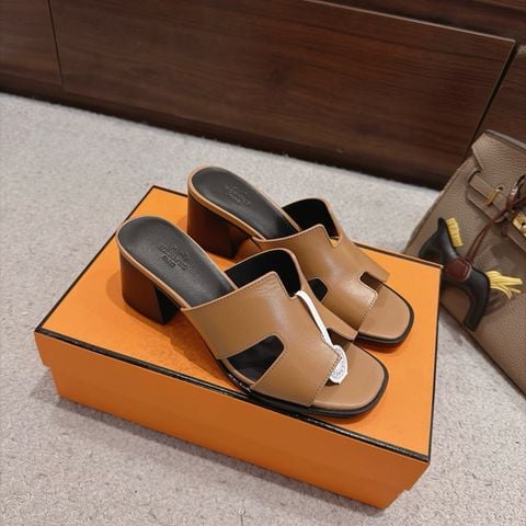 SANDAL CAO GÓT NỮ H M HELIA 60 – H CUT-OUT SLIDE, DA BÒ NAPPA, GÓT KHỐI 6CM
