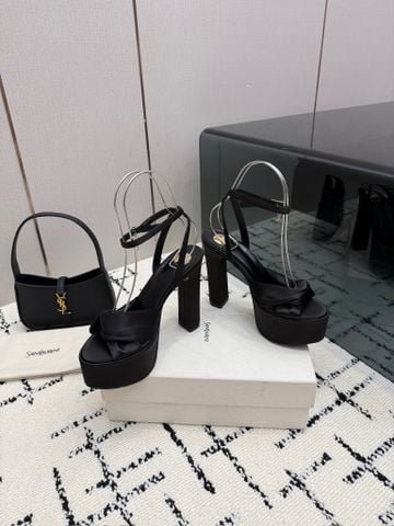 SANDAL CAO GÓT NỮ YSL CHANDELLE PHOM PLATFORM GÓT KHỐI PHỦ SATIN