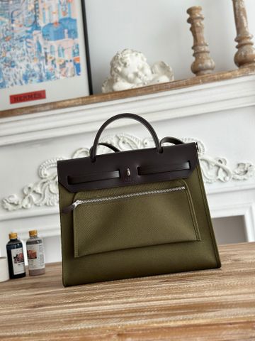 Túi xách nữ Herme*s Herbag 31cm canvas phối da