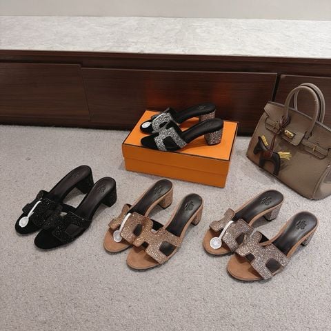 SANDAL CAO GÓT NỮ H M OASIS – RHINESTONE-EMBELLISHED, DA DÊ SUEDE, GÓT BLOCK 5 CM