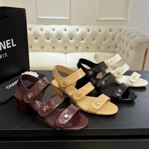 SANDAL CAO GÓT NỮ CN DOUBLE C BIỂU TƯỢNG – DA CỪU MỀM MỊN, GÓT VUÔNG 4,5CM