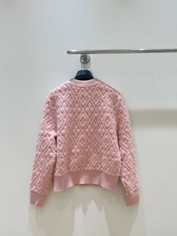 SET LEN NỮ L V HỌA TIẾT TRÁM NỔI NÚT KIM LOẠI SANG TRỌNG DÁNG CROPPED + CHÂN VÁY MINI TÔN DÁNG