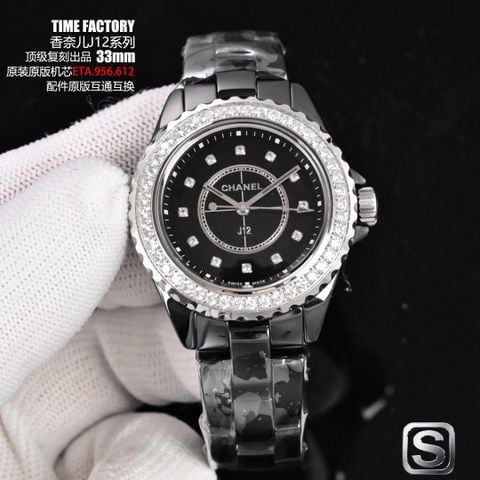 ĐỒNG HỒ NỮ CN DÒNG J12 VIỀN ĐÁ – CỌC SỐ ĐÁ, HOÀN THIỆN TINH XẢO