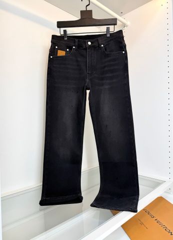 QUẦN JEANS NAM L V PHOM ỐNG ĐỨNG MINI-STRAIGHT WASH VINTAGE, THÊU LOGO TINH TẾ