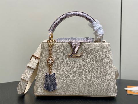 TÚI XÁCH NỮ L V CAPUCINES BB ĐIỂM NHẤN DA TRĂN – FULL GRAIN THƯỢNG HẠNG