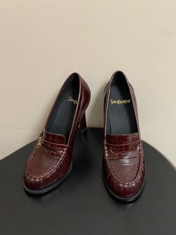 GIÀY LOAFER CAO GÓT NỮ YSL HOẠ TIẾT VÂN CÁ SẤU DẬP NHĂN