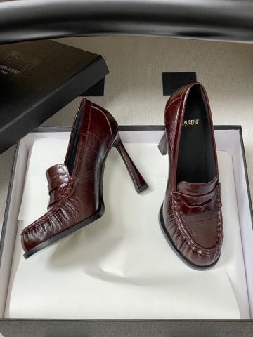 GIÀY LOAFER CAO GÓT NỮ YSL HOẠ TIẾT VÂN CÁ SẤU DẬP NHĂN