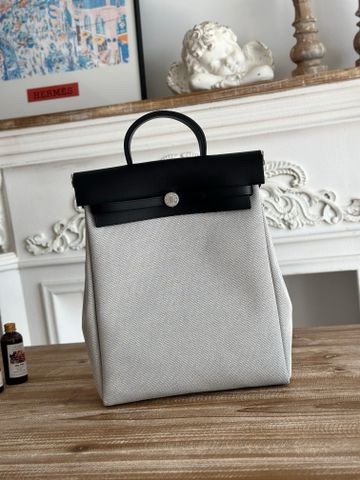 Balo nam nữ Herme*s  canvas phối da khóa tròn thanh lịch