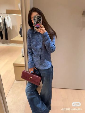 ÁO NỮ BV* DA CỪU DỆT INTRECCIATO – A/W 2025, XANH COBAN