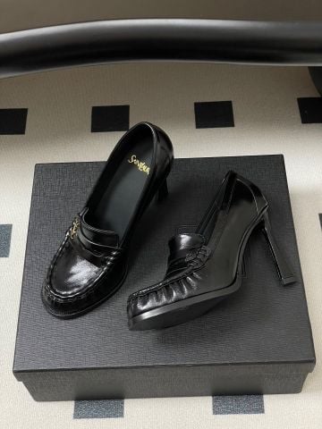 GIÀY LOAFER CAO GÓT NỮ YSL PHOM LE LOAFER RETRO – MŨI NHĂN GÂN