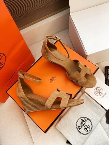 SANDAL CAO GÓT NỮ H M DÁNG WEDGE ESPADRILLE H CUTOUT