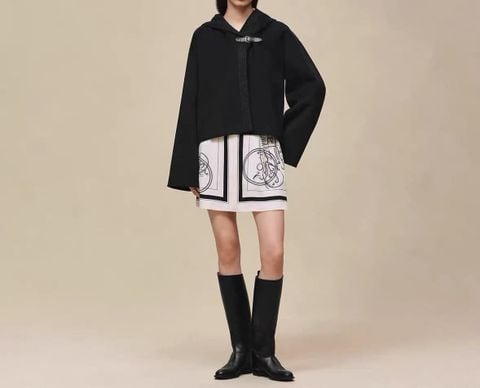 ÁO KHOÁC NỮ H M HOODED JACKET – DOUBLE-FACED CASHMERE 100%, KHÓA ALBION DA CỪU