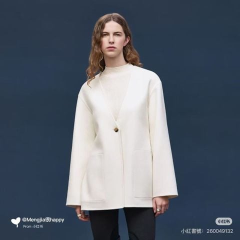 ÁO KHOÁC NỮ H M TRENCH MODULAR CASHMERE COAT – THIẾT KẾ 2 MẢNH VEST CROPPED & COAT CỔ V, DOUBLE-FACED CASHMERE