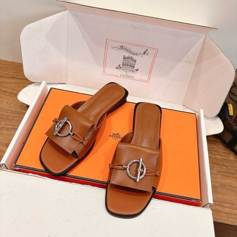 SANDAL FLAT NỮ DÁNG SLIDE KHÓA GLENAN DA BÒ
