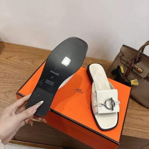 SANDAL FLAT NỮ DÁNG SLIDE KHÓA GLENAN DA BÒ