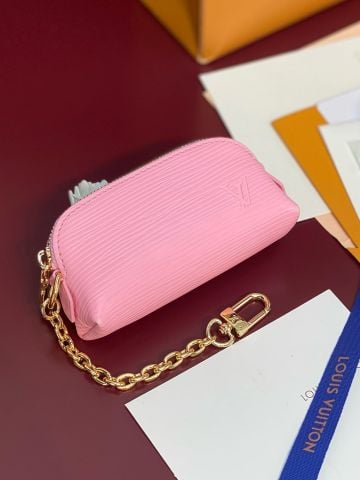 VÍ MINI NỮ L V COSMETIC LIPSTICK POUCH ÉPI LEATHER ROUGE LOUIS DÁNG MINI ĐỰNG SON KÈM DÂY XÍCH
