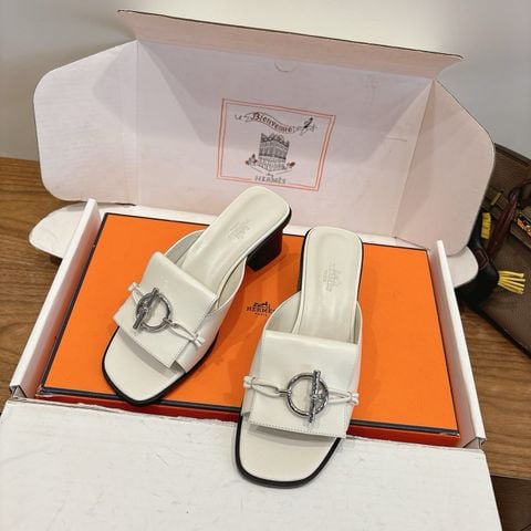 SANDAL FLAT NỮ DÁNG SLIDE KHÓA GLENAN DA BÒ 4,5cm