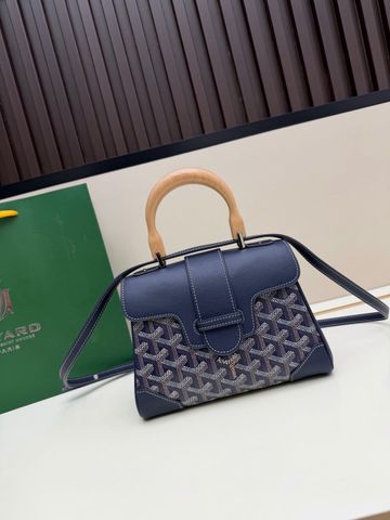 TÚI XÁCH NỮ GYD MINI SAIGON TAY CẦM GỖ SỒI PHỐI GOYARDINE CANVAS & DA BÒ VÂN HẠT CAO CẤP