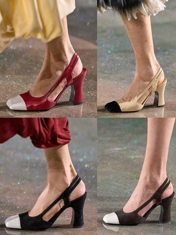 SANDAL CAO GÓT NỮ CN MŨI VUÔNG PHỐI DA BÓNG DA LÌ DÁNG SLINGBACK GÓT 9CM