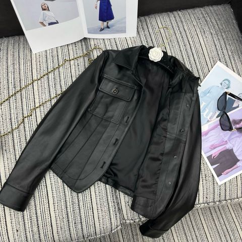 ÁO KHOÁC DA NỮ C H LAMBSKIN FITTED JACKET – CỔ SƠ MI, PHOM CHIẾT EO, CHẤT LƯỢNG THƯỢNG HẠNG