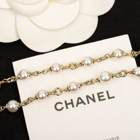 VÒNG CỔ NỮ C H DOUBLE C PEARL CHAIN CHARM HOA TINH XẢO – DÁNG ĐEO THANH LỊCH, CÓ THỂ ĐIỀU CHỈNH ĐỘ DÀI
